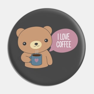 Cute Coffee Drinking Bear T-Shirt Pin