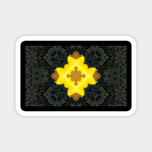 Granite Kaleidoscope cross: chaotic world symbol. Magnet