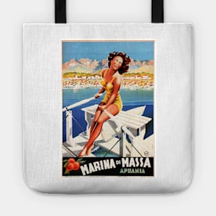 MARINA DI MASSA Apuania ENIT Vintage Italian Travel Art Tote