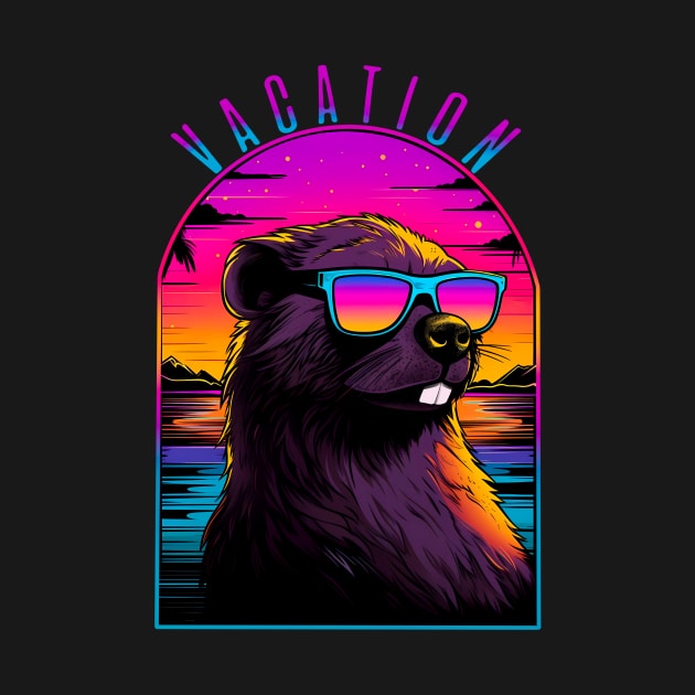 Beaver in sunglasses, vacation by NemfisArt