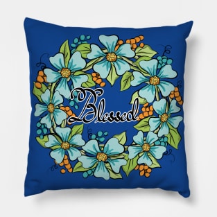 Blessed Floral Wreath Art 2 Pillow