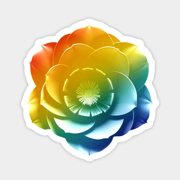 Rainbow gradient flower Magnet by Geomhectic