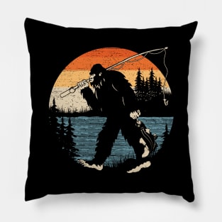 Bigfoot Fishing Sunset Pillow