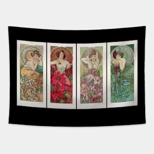 Art Nouveau’s Jeweled Women: A Study in Topaz, Ruby, Amethyst, and Emerald Tapestry