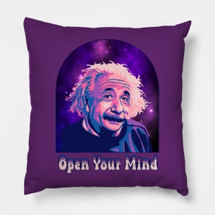 A. Einstein Portrait - Open Your Mind Pillow