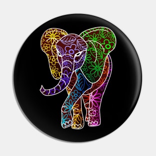 Elephant African Batik Floral Style Pin