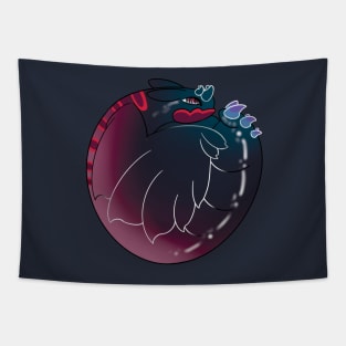 Curled Dragon Black Raspberry :: Dragons and Dinosaurs Tapestry