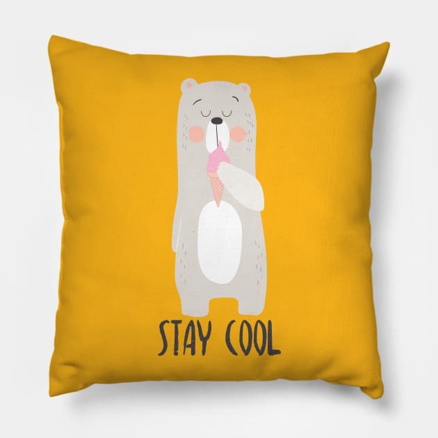 Stay Cool, Polar Bear Pillow by Dreamy Panda Designs