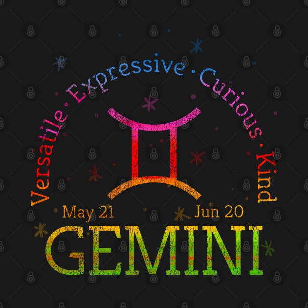 Gemini Zodiac Astrology Vintage Distressed Look by Funkrafstik