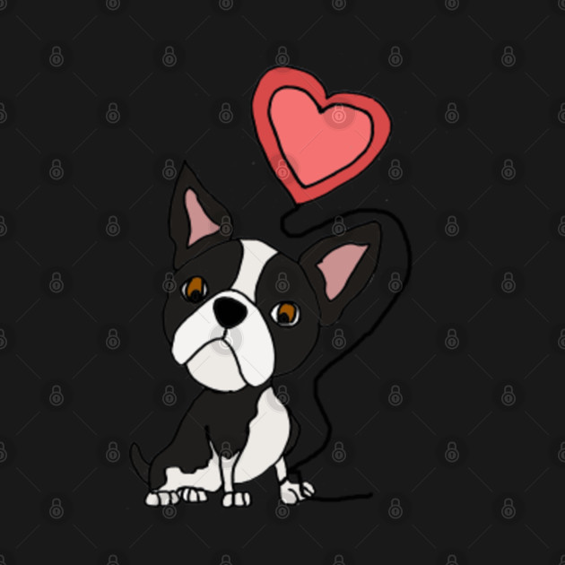 Disover Funny Boston Terrier Dog with Heart Balloon - Boston Terrier - T-Shirt