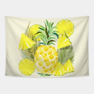 Pineapple Watercolor Fresh Summer Fruits Tapestry