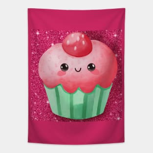 Kawaii Strawberry Cupcake Tapestry