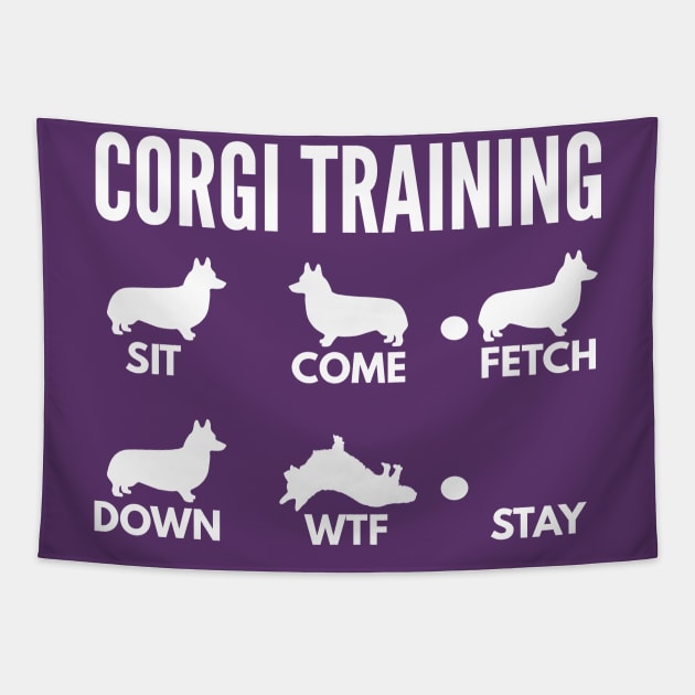 Corgi Training Corgi Dog Tricks Tapestry by DoggyStyles
