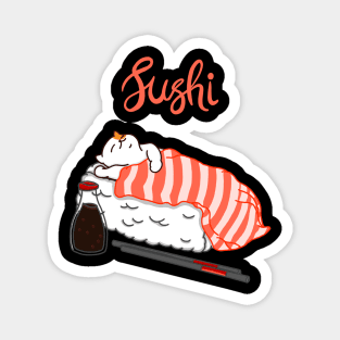 Cat Sleeping on Sushi Magnet