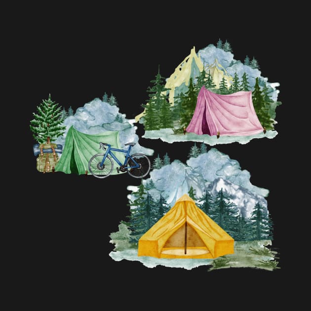 Camping Vintage Since Established Retro Collage by Flowering Away