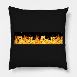 Wall of fire on black background Pillow