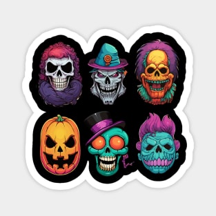 Scary Halloween Faces, Skulls and Pumpkins Magnet