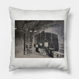 Farmhouse Kitchen, 19th century vintage photo, United States Pillow