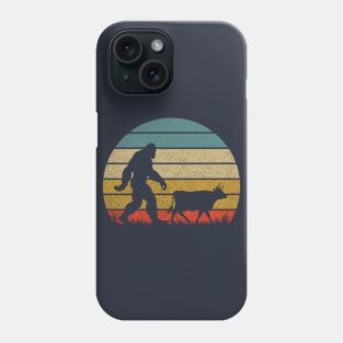 Bigfoot Walking With Cow Vintage Retro Sunset Funny Hiking Phone Case