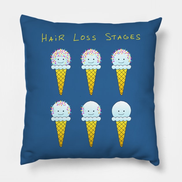 Funny Hair Loss Stages - Ice Cream Cones Pillow by HappyCatPrints