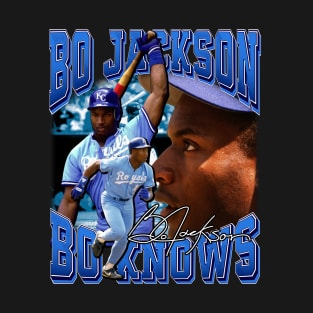 Bo Jackson Bo Knows Signature Vintage Legend Baseball Football Bootleg Rap Graphic Style T-Shirt