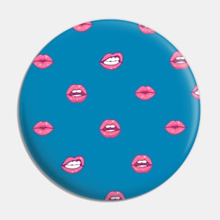 retro lips pattern blue Pin