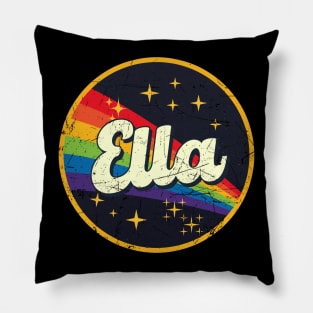 Ella // Rainbow In Space Vintage Grunge-Style Pillow