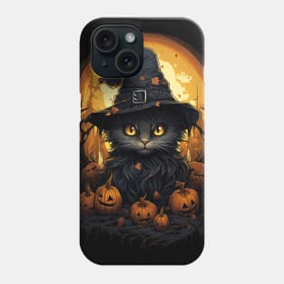 Halloween witch cat Phone Case