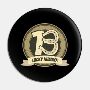 'Horseshoe Lucky Number 13' Awesome Lucky Number Gift Pin