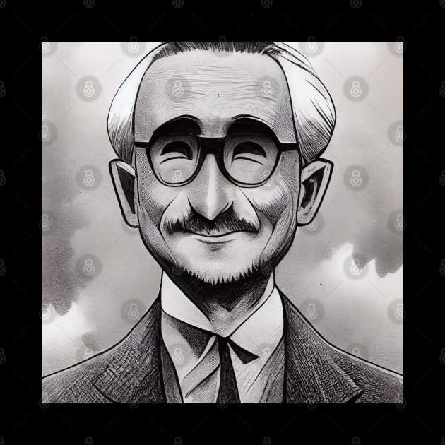 Happy F.A. Hayek Manga Style Portrait by Classical