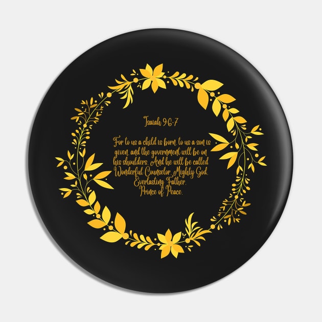 For Unto Us a Child is Born - Bible Verse Gold Lettering - Christian Christmas Design Pin by Ric1926