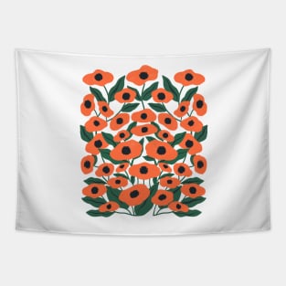 Abstract Red Poppy Flowers Tapestry