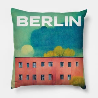 Lonely House in Berlin Travel Poster Retro Wall Art Illustration Pillow