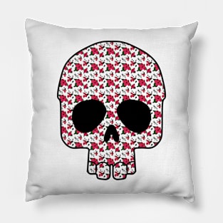 Red flower skull Pillow