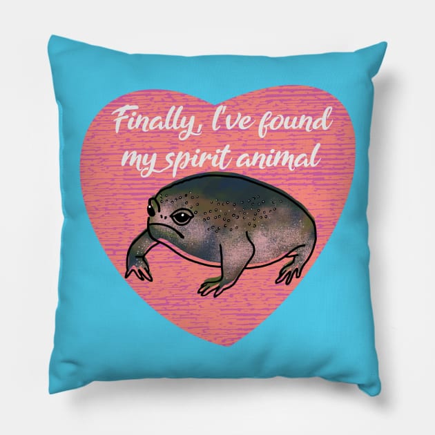 Black Desert Rain Frog Finally, I have found my spirit animal Love Heart Pillow by okpinsArtDesign