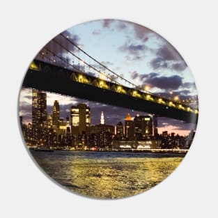 Manhattan Bridge Dumbo Night Skyline Brooklyn NYC Pin