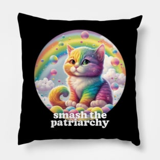 Smash The Patriarchy Cute Kitten Design Pillow