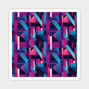 Cubist Harmony: Modern Geometric Dance in Pink, Blue, and Violet Magnet