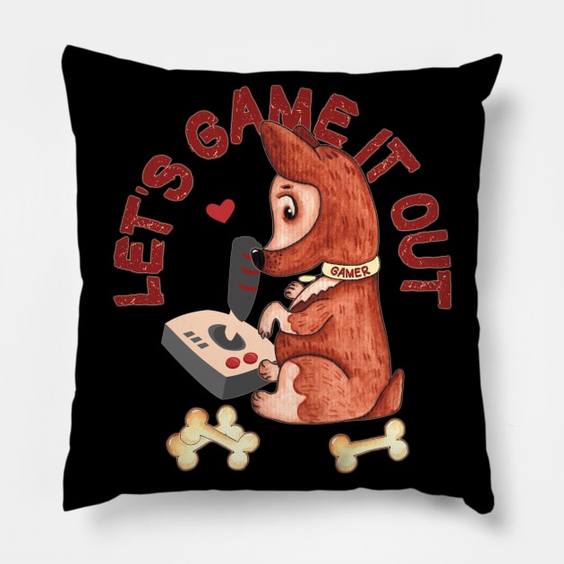 Lets Game It Out - Gamer Dog Corgi Lover Pillow by alcoshirts