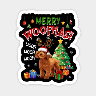 Poodle Merry Woofmas Awesome Christmas Magnet