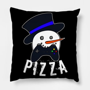 Snowman Face Gamer Pizza Pillow