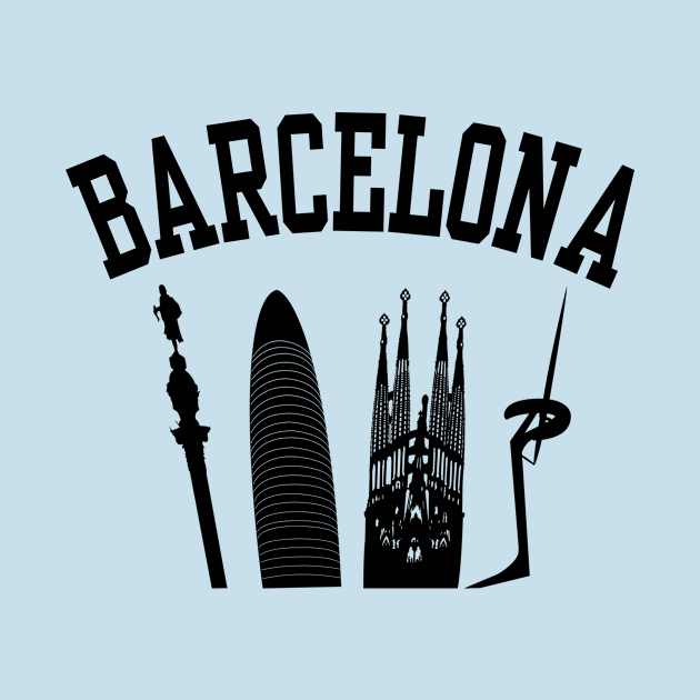 BARCELONA Skyline (Black) by sundressed