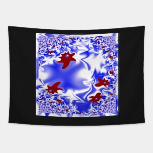 A flowerbed on blue Tapestry