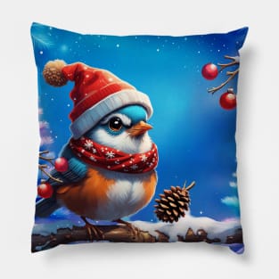 Sweet little and friendly christmas bird Pillow