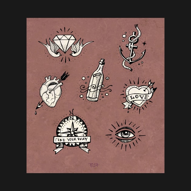 Old school tattoo drawings by bernardojbp