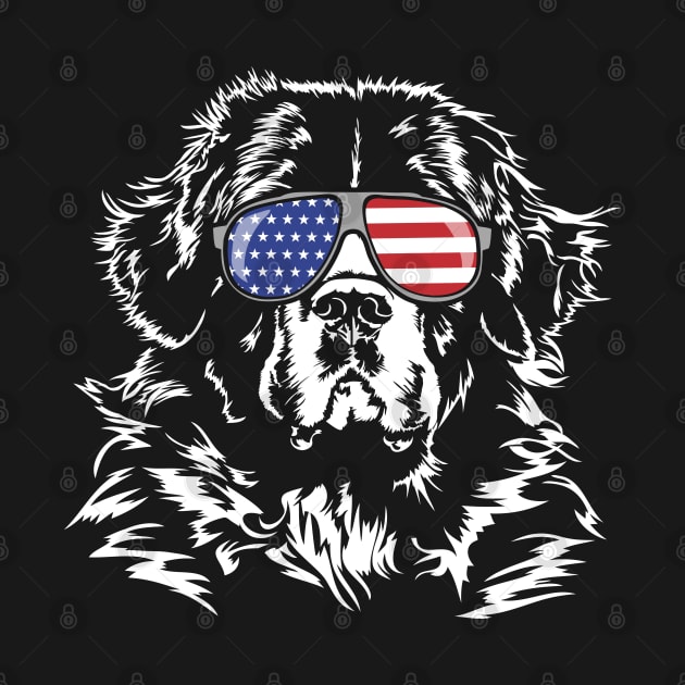 Proud Newfoundland American Flag sunglasses dog by wilsigns