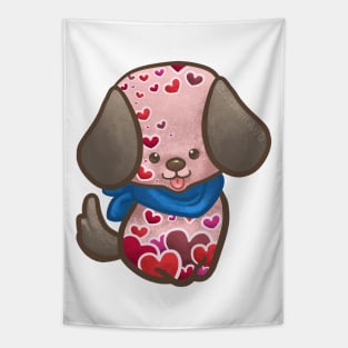 Dog with Heart Pattern Tapestry