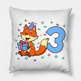 I am 3 with fox - boy birthday 3 years old Pillow