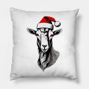 Christmas Goat with Santa Hat Pillow