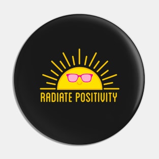 Radiate positivity, happy sun with pink sunglasses Pin